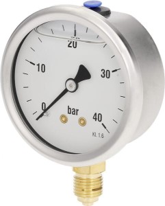 Manometr glicerynowy, Ø 63 mm 0-40 bar, przyłącze dolne 1/4" MA6340L04SSGF