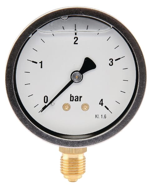 Manometr glicerynowy, Ø 63 mm 0-4 bar, przyłącze dolne 1/4" MA634L04SSGF