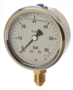 Manometr glicerynowy, Ø 63 mm 0-60 bar, przyłącze dolne 1/4" MA6360L04SSGF