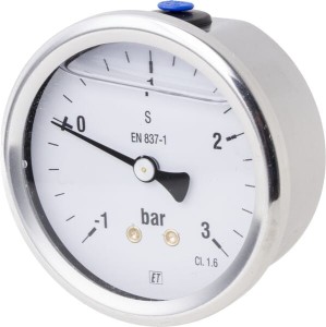 Manowakuometr glicerynowy, Ø 63 mm -1/+3 bar, przyłącze tylne 1/4" MAV630130B04SSGF