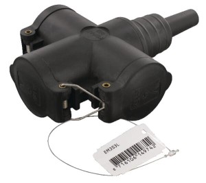 Gniazdo - rozgałęźnik gumowy potrójny Schuko 2P Kramp, RA 250V 10/16A EM353L