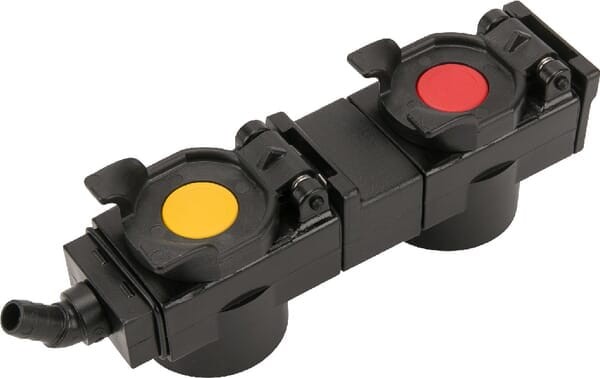 Pokrywa z ociekaczem oleju, podwójna, żółta/czerwona, rozstaw 82 mm 45° TARV28245GR