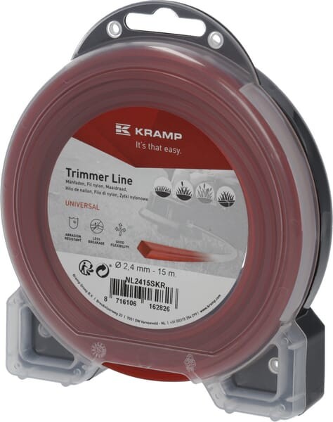 Żyłka tnąca Ø 2.4 mm 15 m kwadratowa czerwona Kramp NL2415SKR