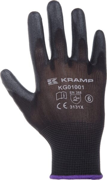 Rękawice robocze roz. 6/XS czarne, 3-pak nylon/polyester L=22 cm Protect Kramp KG0100106