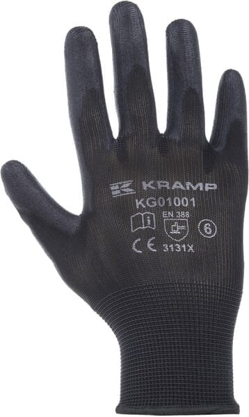 Rękawice montażowe Kramp 1.001 czarne 10/XL (x12) KG0100110P012