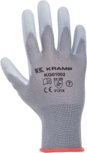 Rękawice robocze roz. 7/S szare, 3-pak nylon/polyester L=23 cm Protect Kramp KG0100207