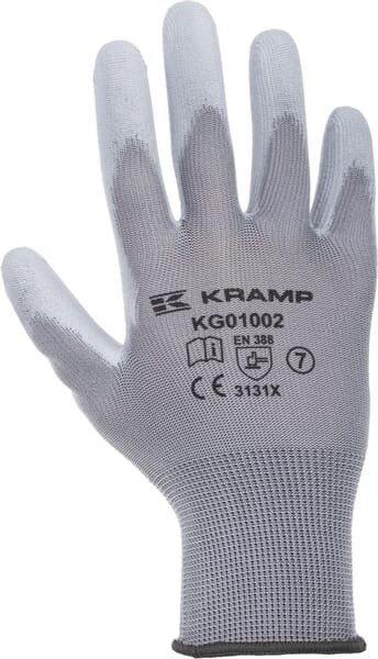 Rękawice montażowe Kramp 1.001 szare 10/XL (x120) KG0100210P120