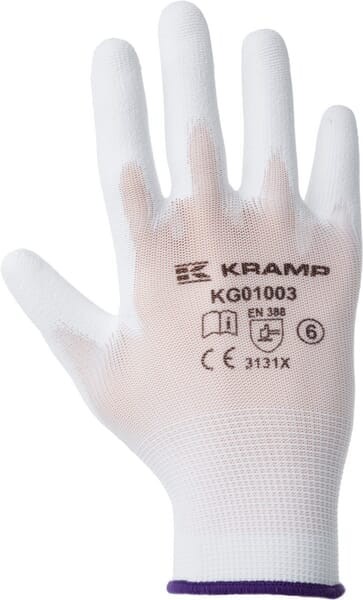 Rękawice robocze roz. 11/2XL białe, 3-pak nylon/polyester L=27 cm Protect Kramp KG0100311
