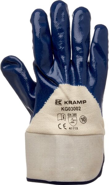 Rękawice robocze roz. 8/M niebieskie, bawełna powlekane nitrylem L=24.5 cm Protect Kramp KG0300208