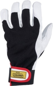 Rękawice monterskie, czarno/białe, skóra/bawełna roz. 9/L Protect Kramp KG0300609