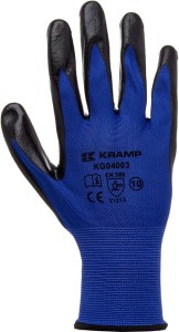 Rękawice robocze, niebieskie, Nylon 13G powlekane nitrylem roz. 10/XL Protect Kramp KG0400310
