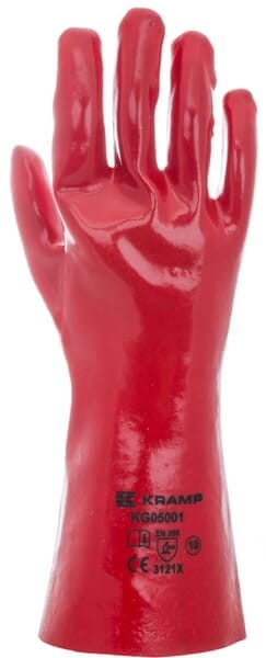 Rękawice powlekane PVC, czerwone, długie roz. 10/XL Protect Kramp KG0500110