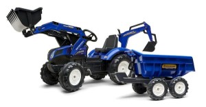 Koparko-ładowarka New Holland z dwuosiową przyczepą wywrotką Maxi F3090W