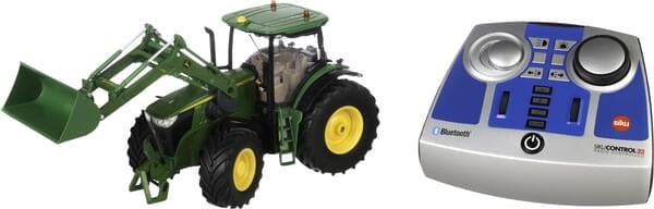 John Deere 7310R z ładowaczem czołową ze zdalnym sterowaniem bluetooth i w aplikacji S06795