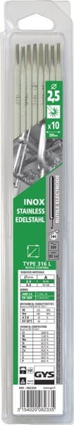 Elektroda do stali nierdzewnej 316L 2.5x300 mm (10 szt.) 082335GYS