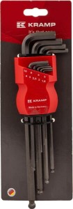 Zestaw kluczy imbusowych przedłużanych z kulką 1.5-10mm 9 ele. stalowoszary 1809010050KR