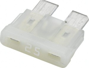 Bezpiecznik płaski, 12V 25A L=18.8 mm biały Pack 10x Hella 8JS711683122