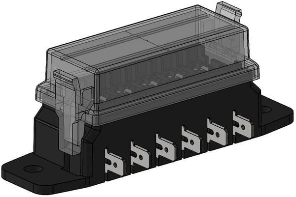 Skrzynka bezpieczników płaskich 6 pin płaskie przyłącze max. 32V 15A (ATO/ATC), 12x6.3 mm FB10005KR