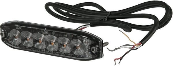 Lampa ostrzegawcza LED, prostokątna, 10/30V, pomarańczowa, 130x30x7 mm, 6 LED Kramp LA200763M