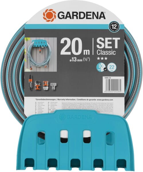 Uchwyt naścienny z wężem Gardena, 20 m ze złączkami GA18005
