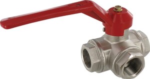 Zawór kulowy 3-drożny L gwint wew., 1" KS31L