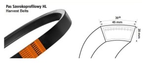 Pasek klinowy szerokoprofilowy 45 x 20 x 1990 la, kpl. 2 szt.