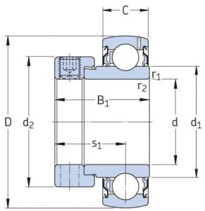 Łożysko kulkowe zwykłe 40x80x40.5 mm gopart SA208GP