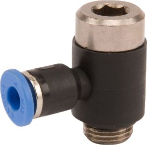 Złącze wtykowe kątowe, 4 mm gwint zew. 1/8" Kramp BCS418PB