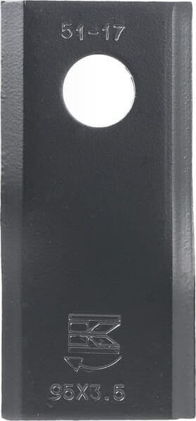 Nożyk kosiarki rotacyjnej prawy 95x45x3.5 mm otwór Ø 16.25 mm okrągły pasuje do Kuhn/John Deere/New Holland 25 szt. 56151310KR