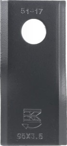 Nożyk kosiarki rotacyjnej prawy 95x45x3.5 mm otwór Ø 16.25 mm okrągły pasuje do Kuhn/John Deere/New Holland 25 szt. 56151310KR