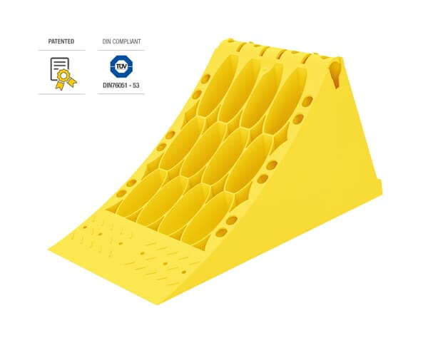 Klin hamujący do kół Crowny® 53, żółty, z homologacją, termoplastyczny 600110200