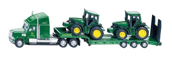 Ciężarówka z naczepą i dwoma ciągnikami John Deere, SIKU S01837