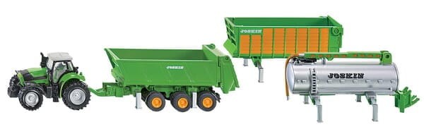 Ciągnik Deutz z zestawem dodatkowych przyczep, SIKU S01848