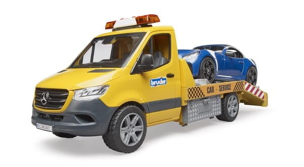 Samochód laweta MB Sprinter z modułem świetlno-dźwiękowym i BRUDER Roadster U02675