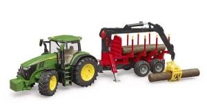 Ciągnik John Deere 7R 350 z przyczepą do przewozu drzewa U03154