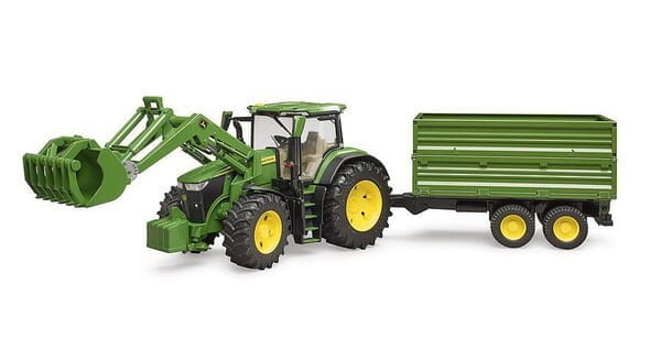 Ciągnik John Deere 7R 350 z ładowaczem czołowym i przyczepą U03155