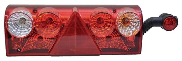 Lampa tylna zespolona, prostokątna prawa 12V czerwona/pomarańczowa/przezroczysta przykręcana Europoint II Aspöck 256411527
