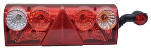 Lampa tylna zespolona, prostokątna prawa 12V czerwona/pomarańczowa/przezroczysta przykręcana Europoint II Aspöck 256411527