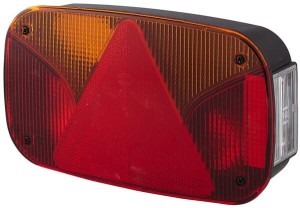 Lampa tylna zespolona, prostokątna lewa 12V czerwona/pomarańczowa przykręcana 247x138 mm Hella 2VB998232211