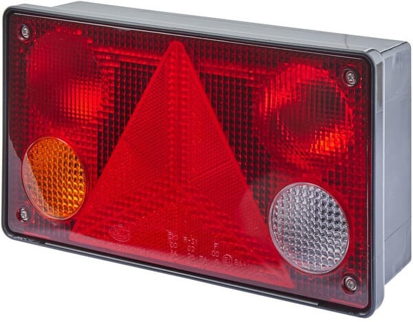 Lampa tylna zespolona, prostokątna lewa 12/24V czerwona/pomarańczowa/biała przykręcana 256x70x144 mm Hella 2VP340400151