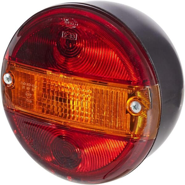 Lampa tylna zespolona, okrągła 12/24V pomarańczowa/czerwona przykręcana Ø 140 mm Hella 2SD001685231