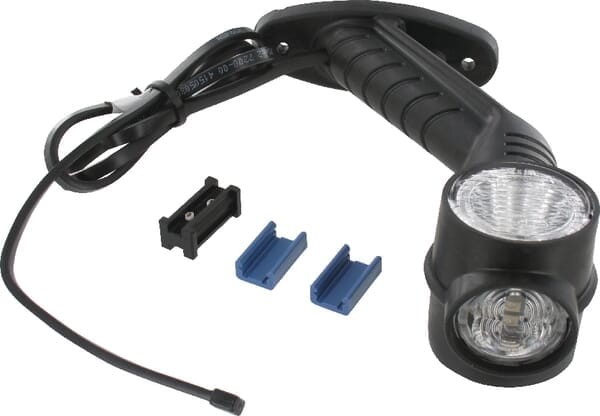 Lampa obrysowa LED, lewa okrągła 12V czerwona/biała/ pomarańczowa przykręcana z wtyczką DC Aspöck 313309007