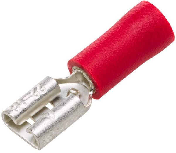 Końcówka przewodu płaska nasadkowa, żeńska czerwona 0.5-1mm² 4.8x0.5 mm op. blister 100 szt. Hella 8KW705392003
