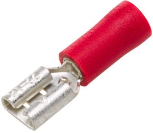 Końcówka przewodu płaska nasadkowa, żeńska czerwona 0.5-1mm² 4.8x0.5 mm op. blister 100 szt. Hella 8KW705392003