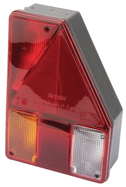 Lampa tylna zespolona, trójkątna 12V czerwona/pomarańczowa/przezroczysta przykręcana Earpoint Aspöck 244205007
