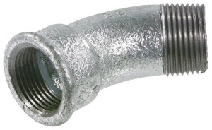 Kształtka rurowa nr 40 kolano 45° gwint wew./ gwint zew. ocynk, 3/8" FG4038