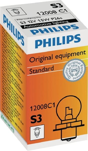 Żarówka halogenowa S3 12V 15W P26s Philips GL12008C1