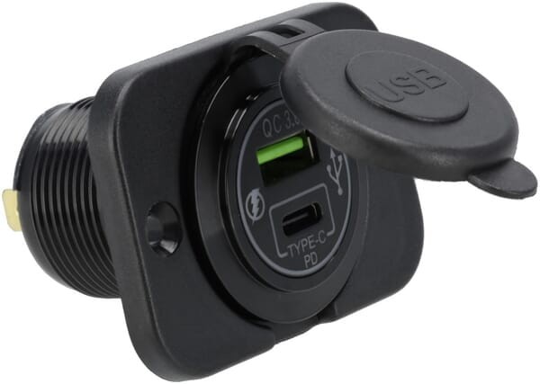 Gniazdo USB-C + USB-A 12/24V do zabudowy GSM052