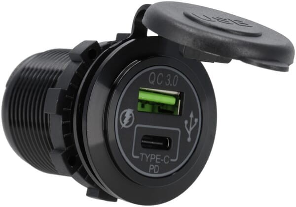 Gniazdo USB-C + USB-A 12/24V do zabudowy GSM051