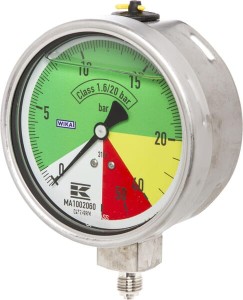 Manometr Ø 100 mm 0-1-5-20-40-60 bar przyłącze dolne 1/4" Wika MA1002060